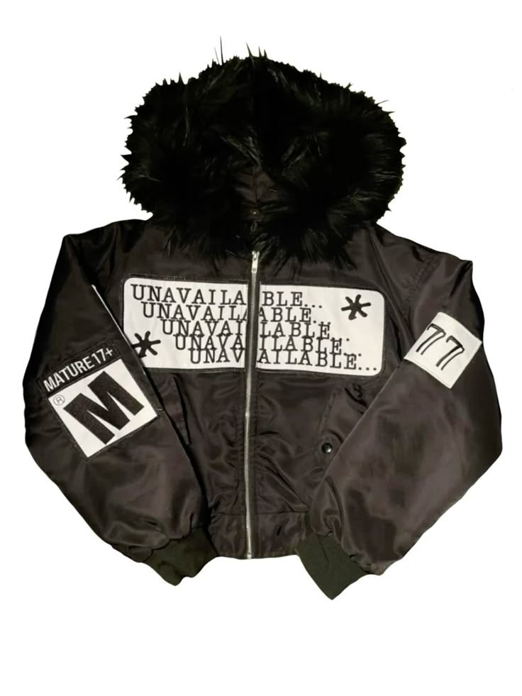 A BLACK UNAVAILABLE BOMBER JACKET