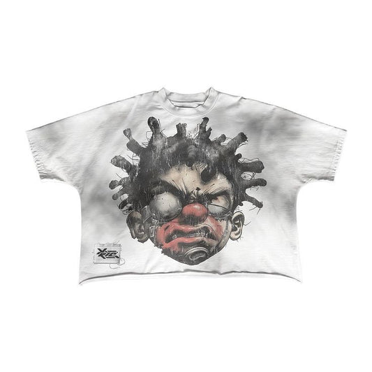 ALL WHITE SHADED THEMED EVIL BOXY TEE