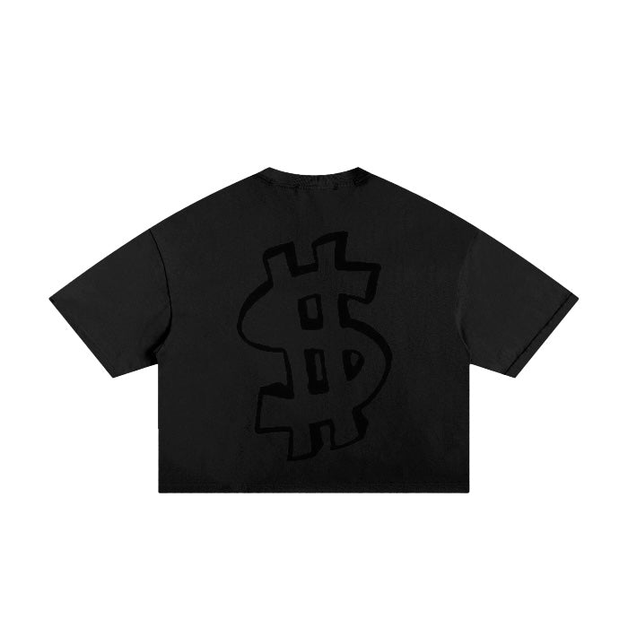 WHITE/BLACK TRUE TO SIZE GRAPHIC BOXY TEE