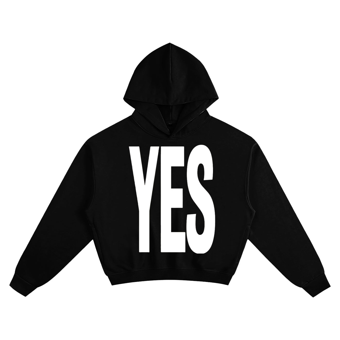 A ALL BLACK YES BOXY CROPPED HOODIE