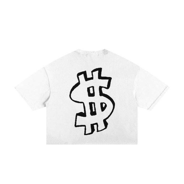 WHITE/BLACK TRUE TO SIZE GRAPHIC BOXY TEE