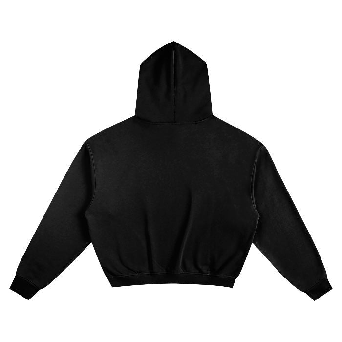 A ALL BLACK I NEED A HUG BOXY CROPPED HOODIE