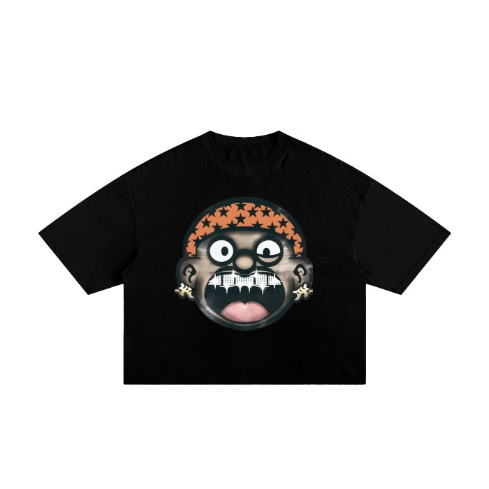 WHITE/BLACK TRUE TO SIZE GRAPHIC BOXY TEE